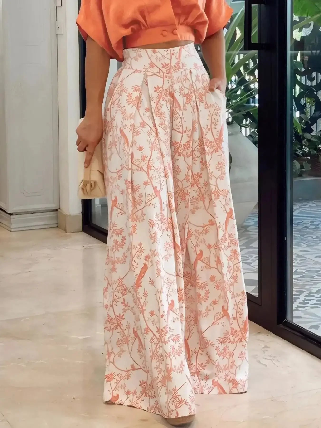Surplice Top and High Waist Pants Set - VILLA FASHION