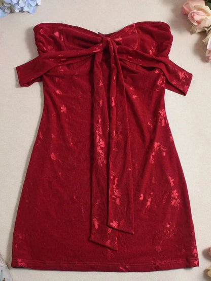 Sweetheart Neck Off Shoulder Dress - VILLA FASHION