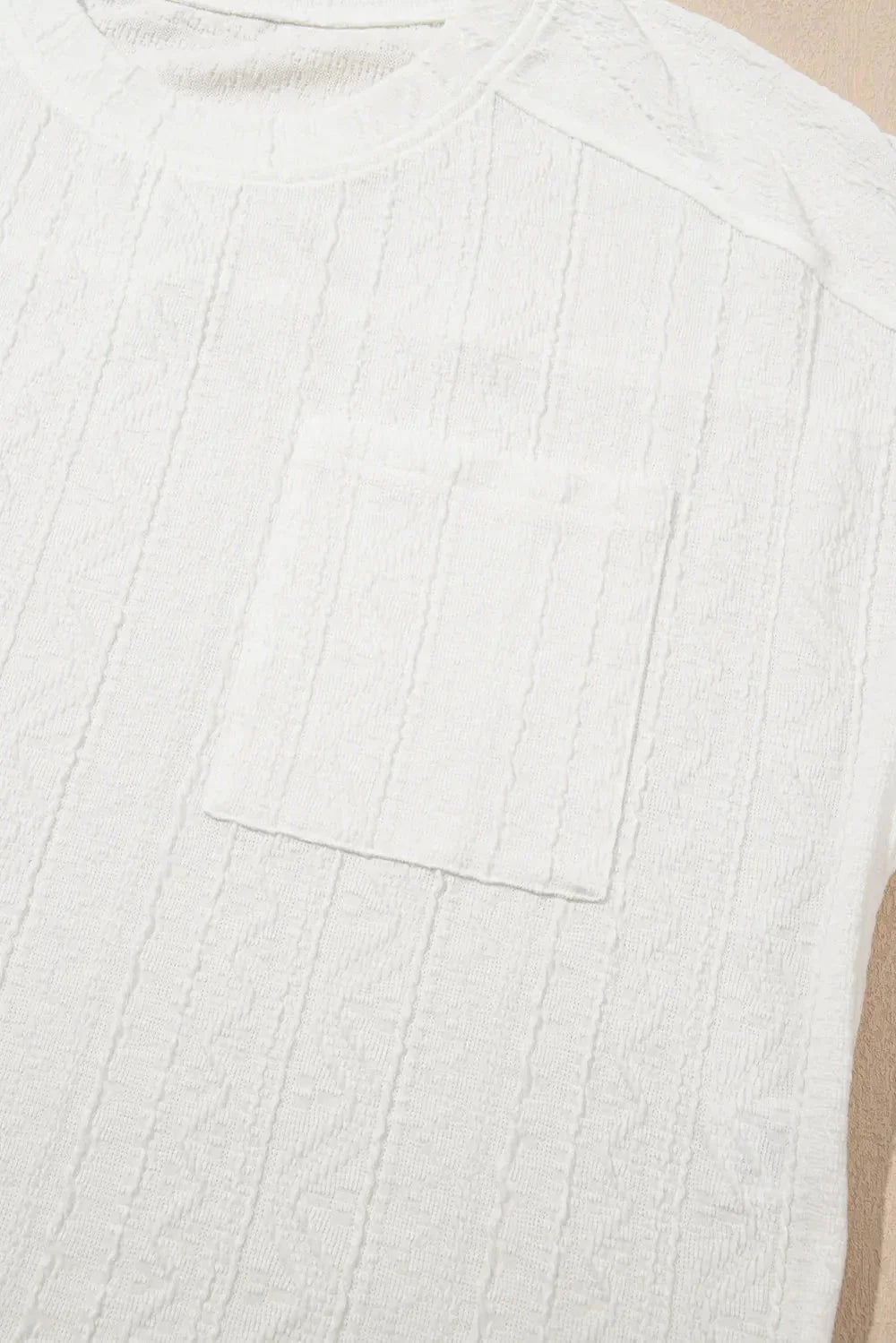 Texture Short Sleeve Top and Shorts Set - VILLA FASHION