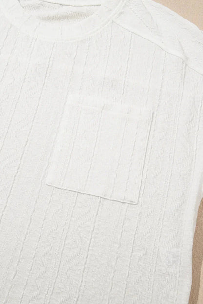 Texture Short Sleeve Top and Shorts Set - VILLA FASHION