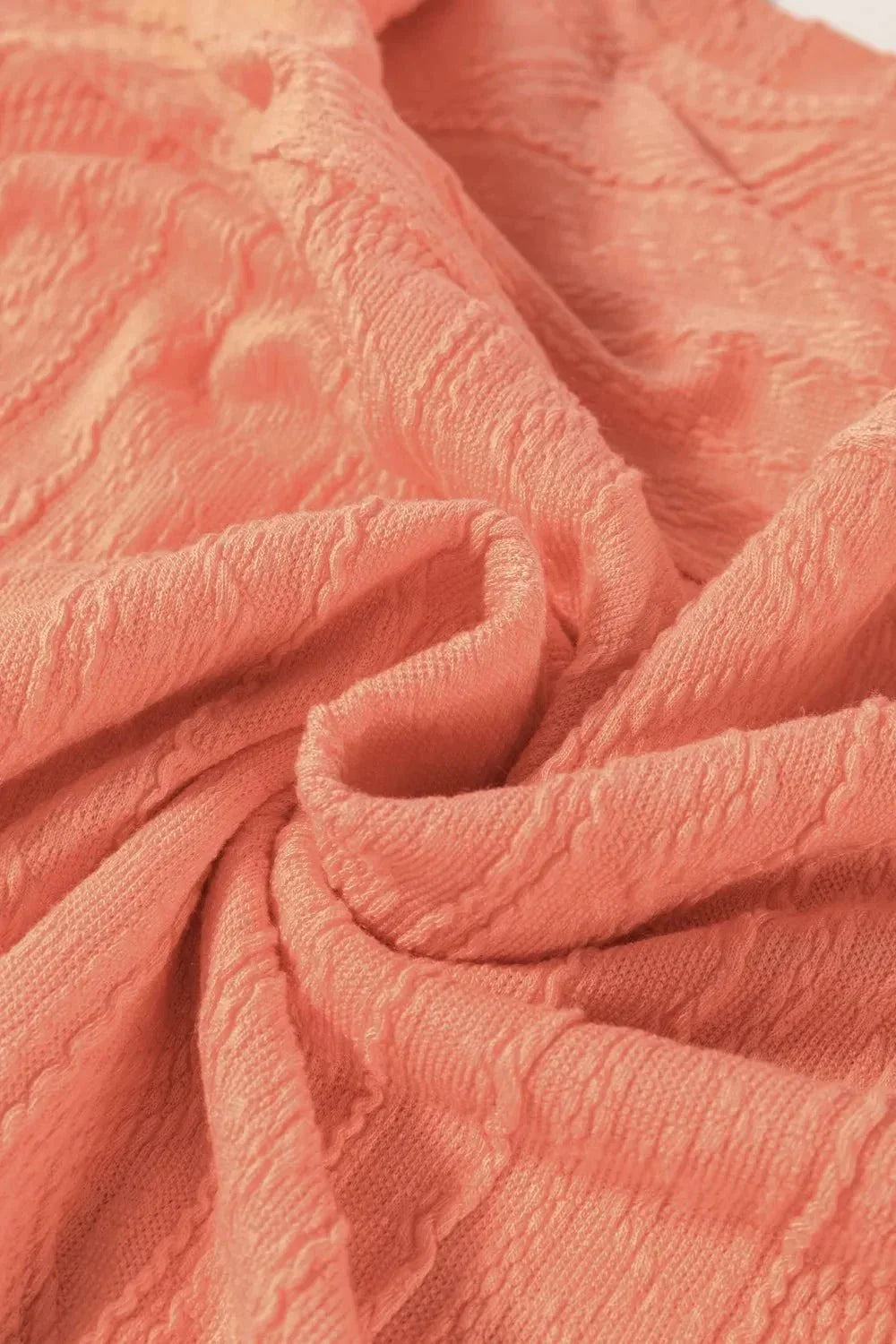 Texture Short Sleeve Top and Shorts Set - VILLA FASHION