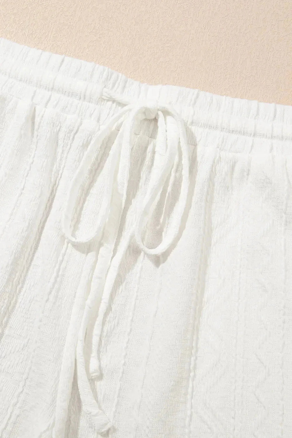 Texture Short Sleeve Top and Shorts Set - VILLA FASHION