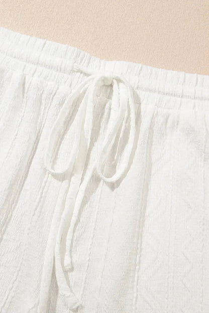 Texture Short Sleeve Top and Shorts Set - VILLA FASHION