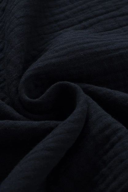 Textured Flutter Sleeve Keyhole Blouse - VILLA FASHION