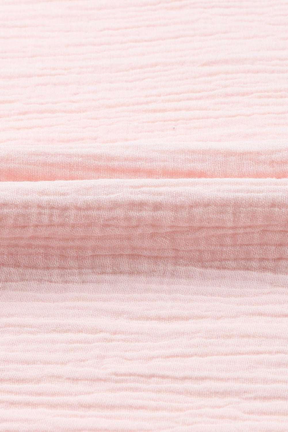 Textured Flutter Sleeve Keyhole Blouse - VILLA FASHION