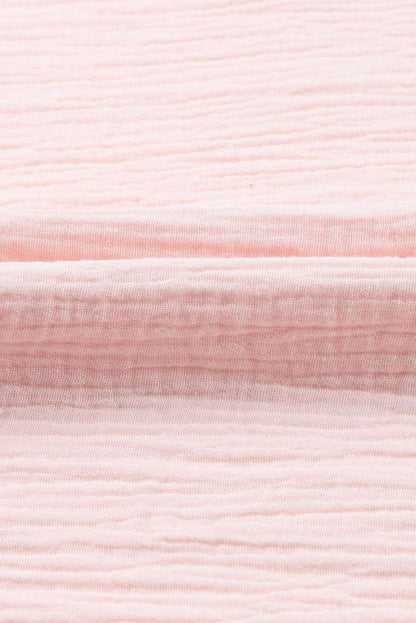 Textured Flutter Sleeve Keyhole Blouse - VILLA FASHION