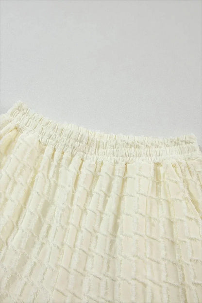 Textured Round Neck Top and Pants Set - VILLA FASHION