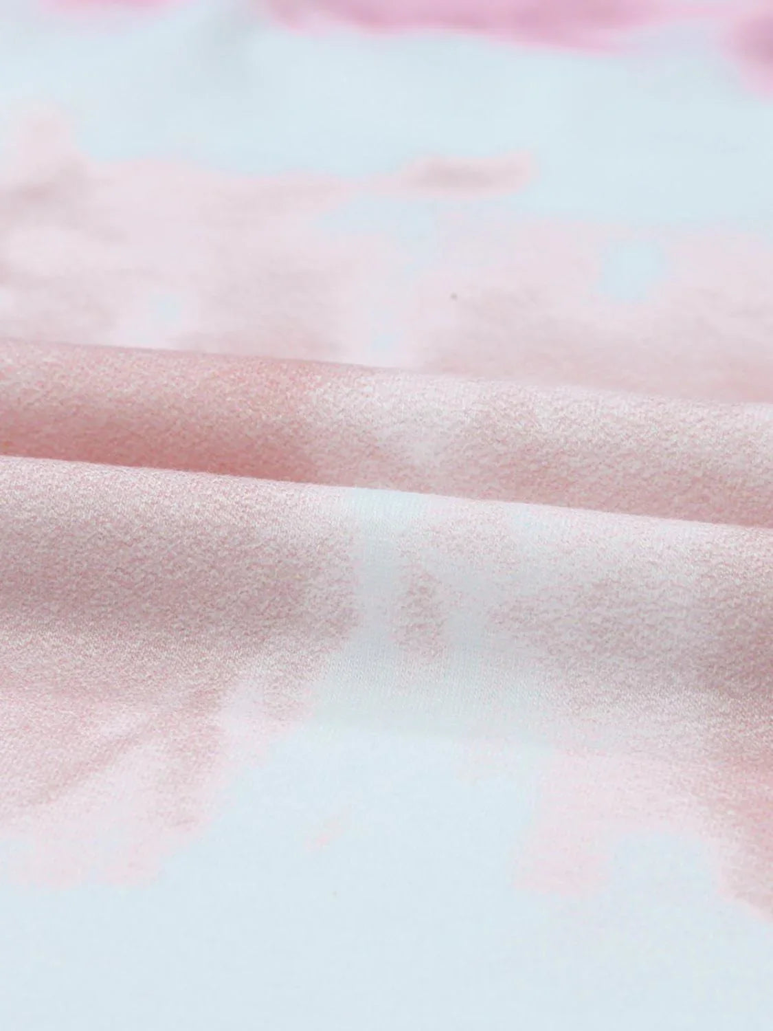 Tie - Dye Lace Trim Round Neck Top - VILLA FASHION