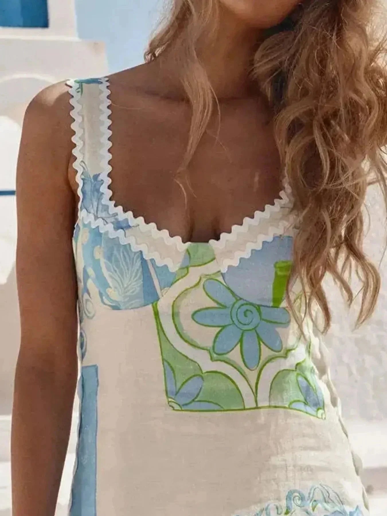 Tied Back Printed Maxi Dress - VILLA FASHION