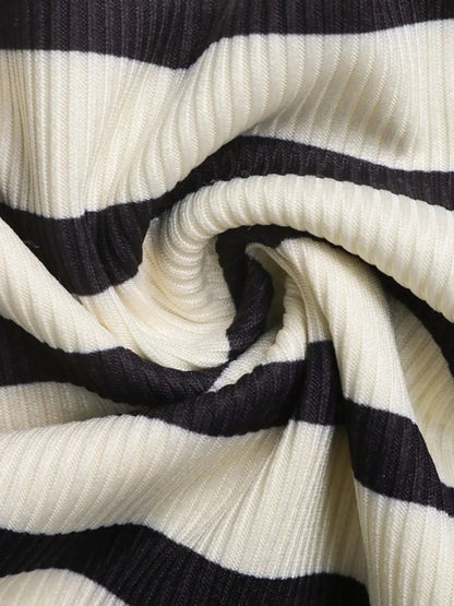 Tied Front Striped Top and Shorts Set - VILLA FASHION