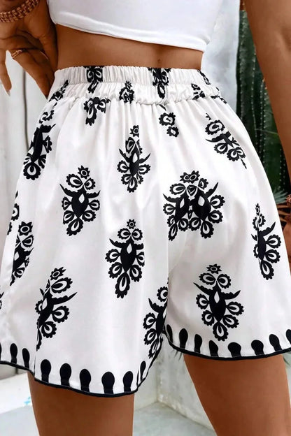 Tied Printed Shorts - VILLA FASHION