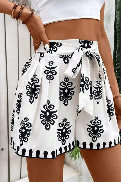 Tied Printed Shorts - VILLA FASHION