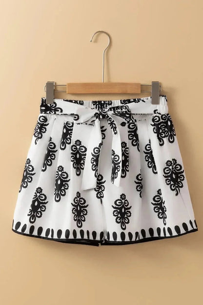 Tied Printed Shorts - VILLA FASHION