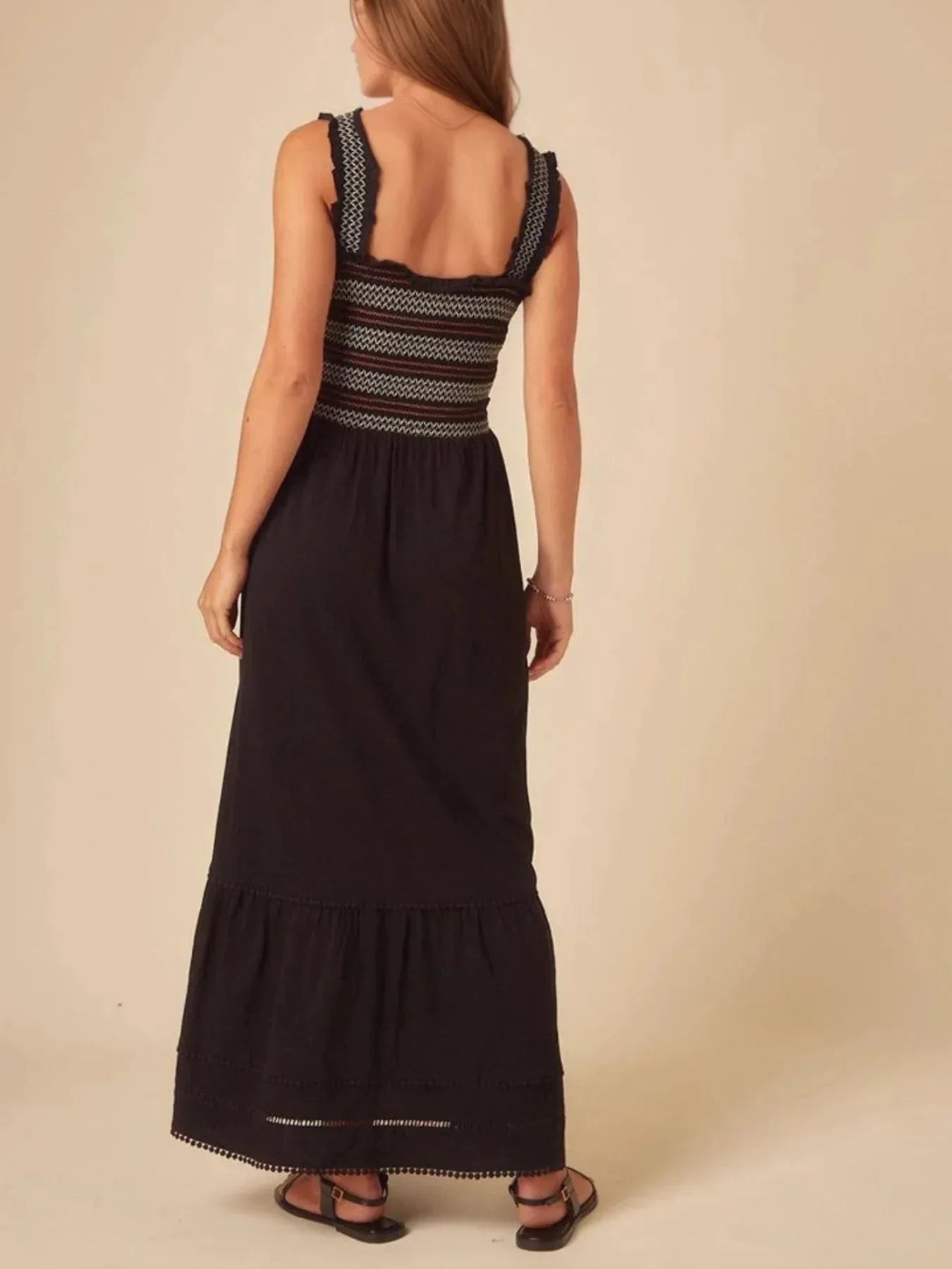 Tiered Square Neck Maxi Dress - VILLA FASHION
