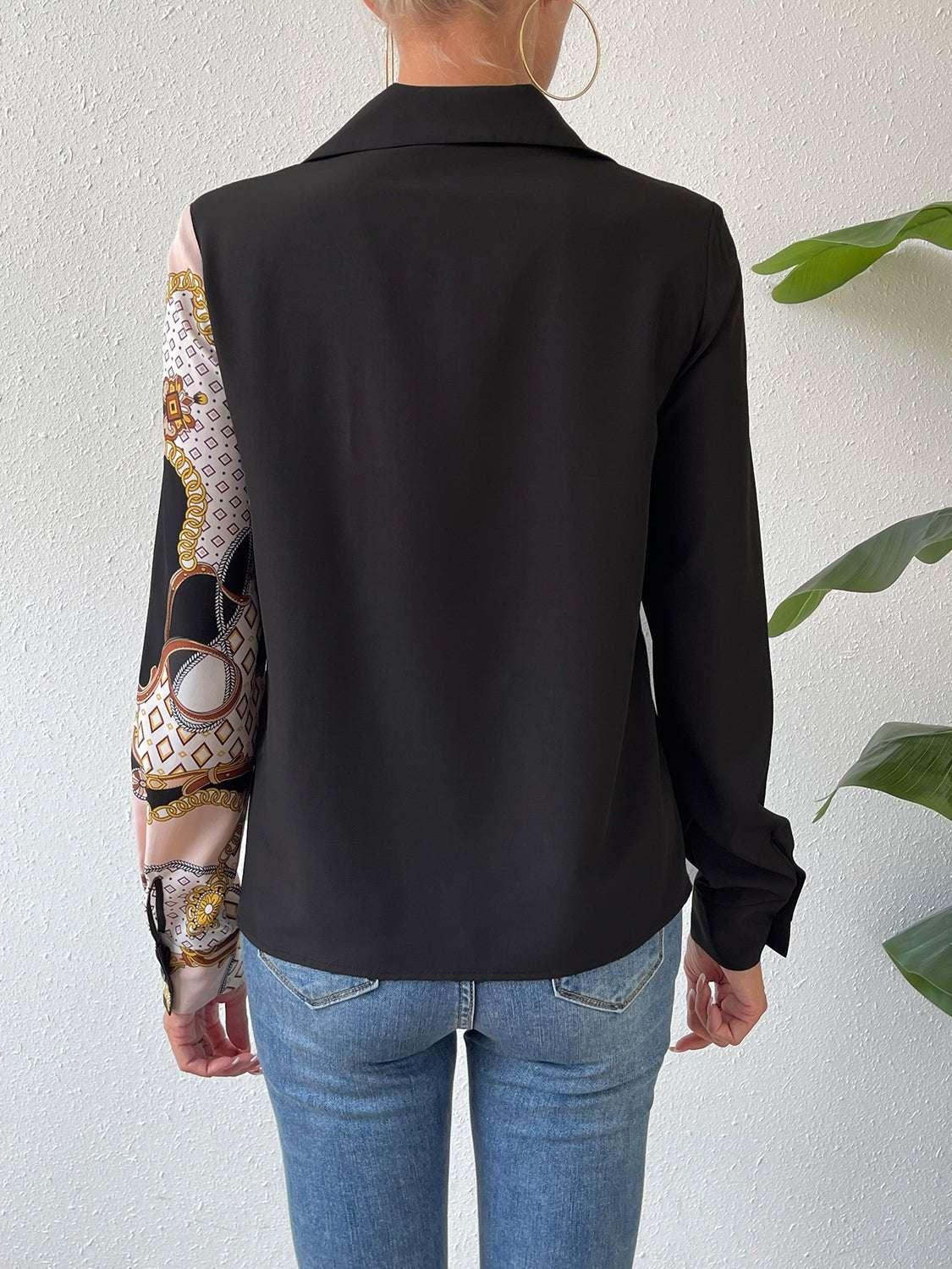 Twist Front Collared Blouse - VILLA FASHION