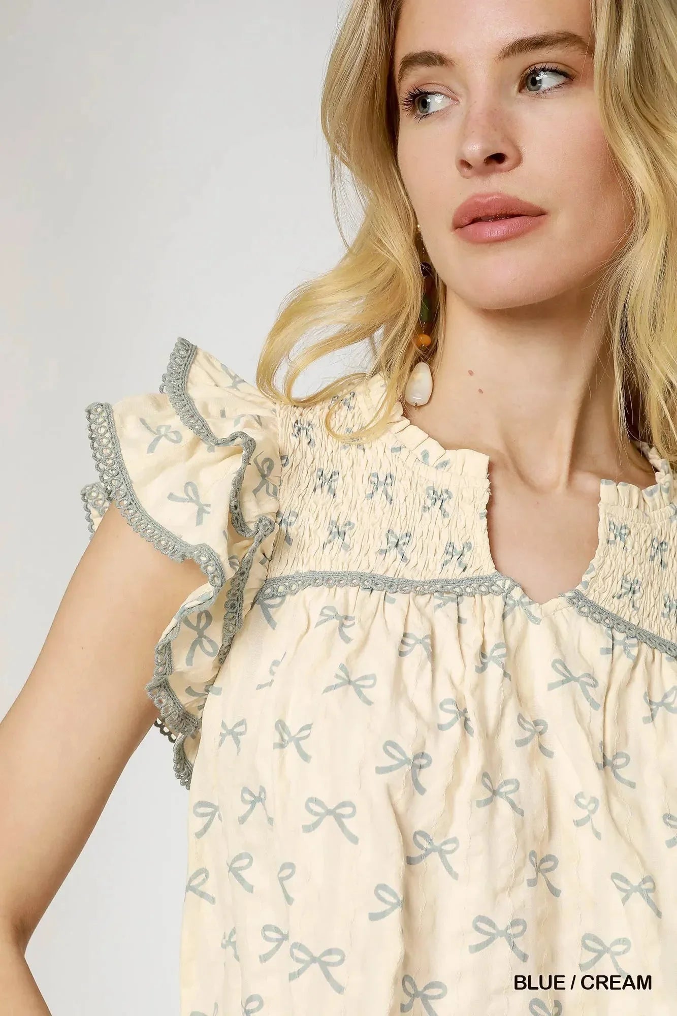 Umgee Bow Print Ruffled Cap Sleeve Mini Dress - VILLA FASHION