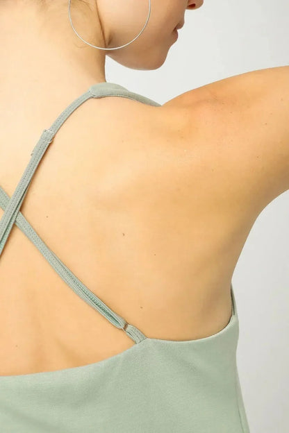 Umgee Crisscross Square Neck Active Dress - VILLA FASHION