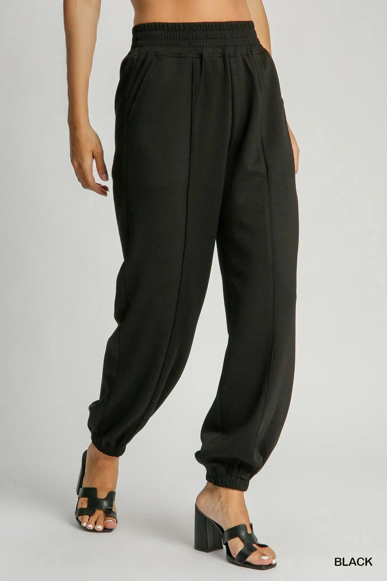 Umgee Drawstring Jogger Pants with Front Seam Detail - VILLA FASHION