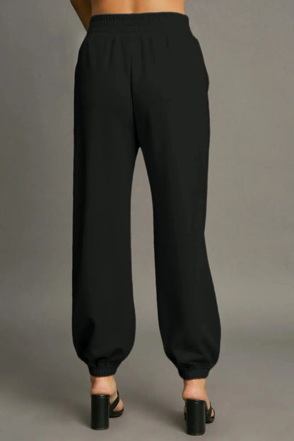 Umgee Drawstring Jogger Pants with Front Seam Detail - VILLA FASHION