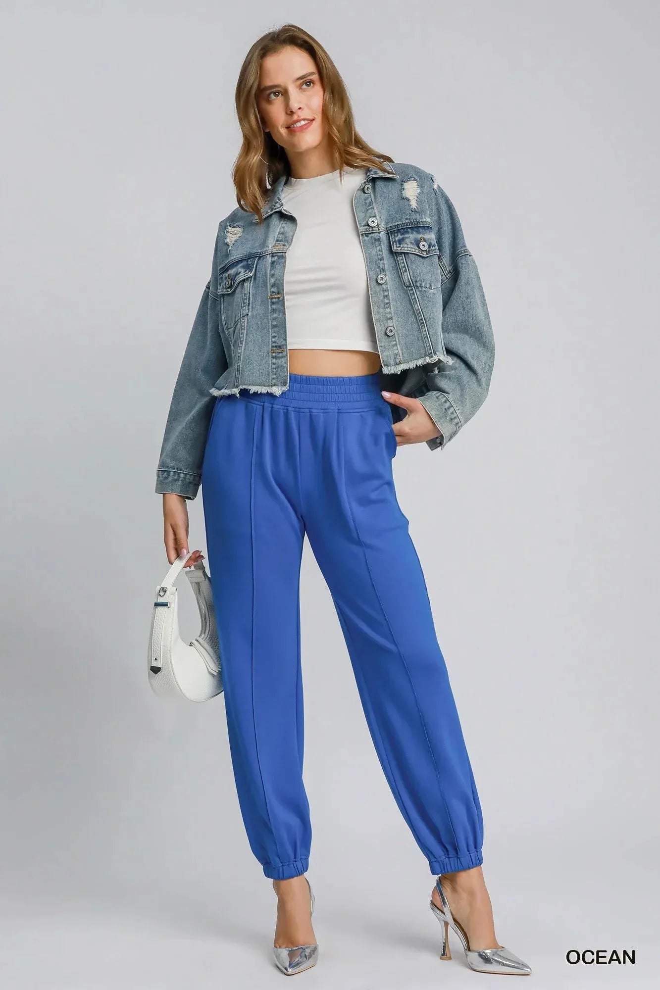 Umgee Drawstring Jogger Pants with Front Seam Detail - VILLA FASHION
