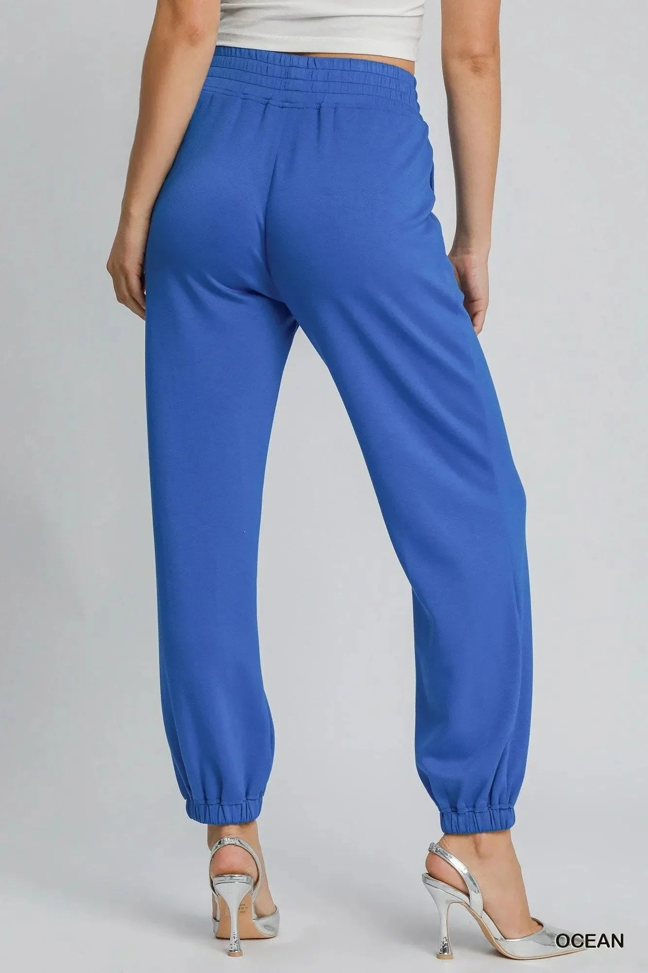 Umgee Drawstring Jogger Pants with Front Seam Detail - VILLA FASHION