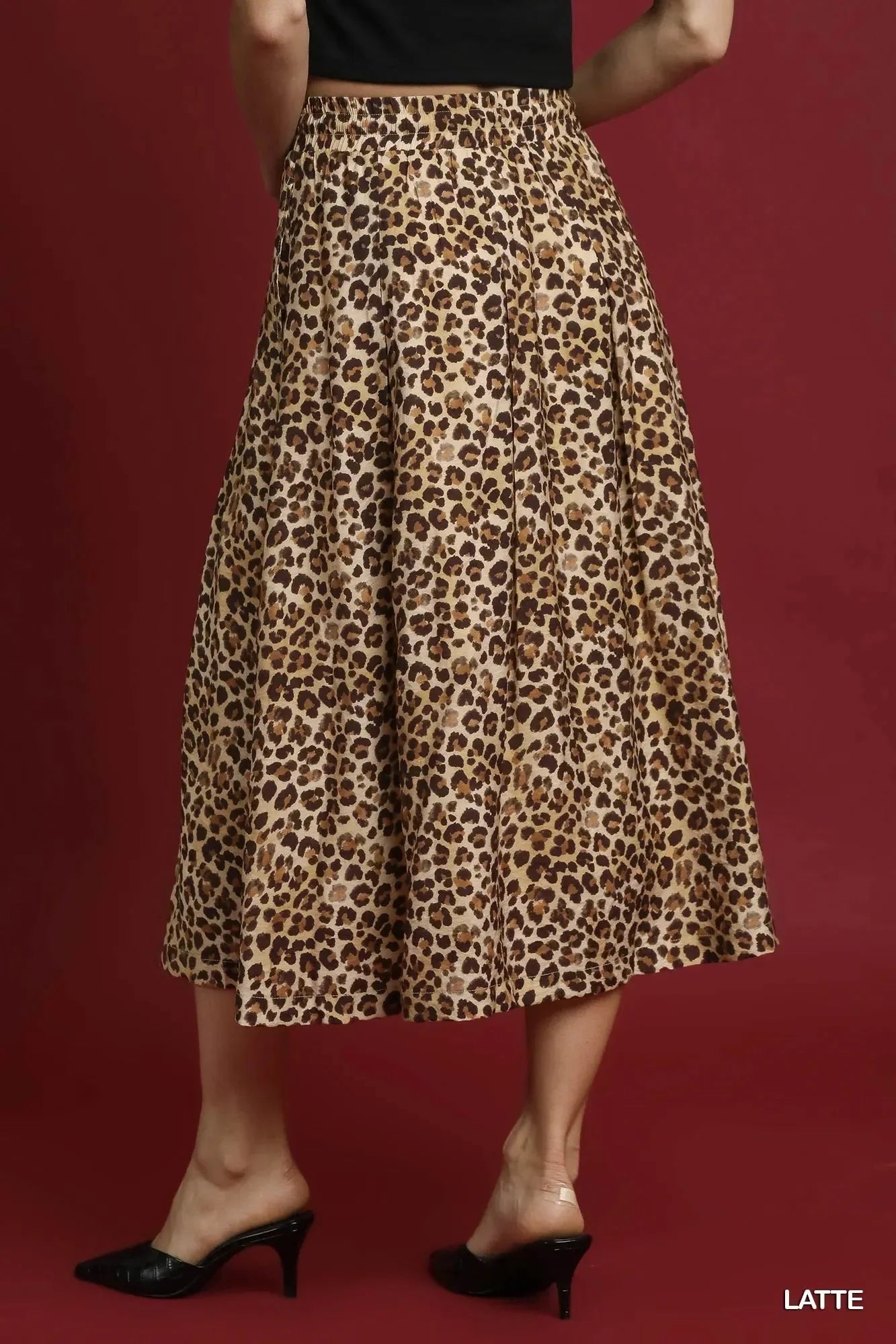 Umgee Drawstring Leopard Midi Skirt - VILLA FASHION