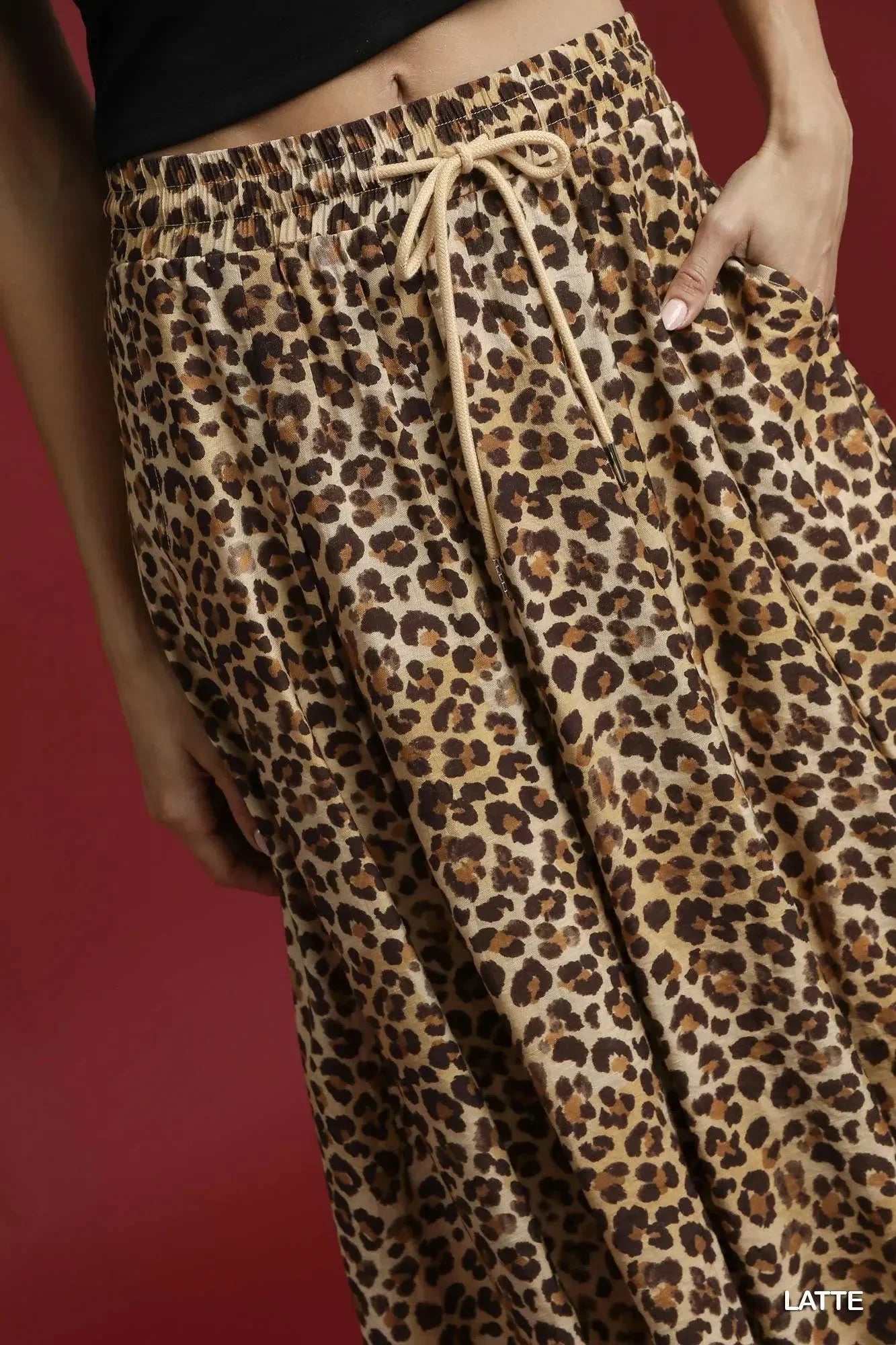 Umgee Drawstring Leopard Midi Skirt - VILLA FASHION