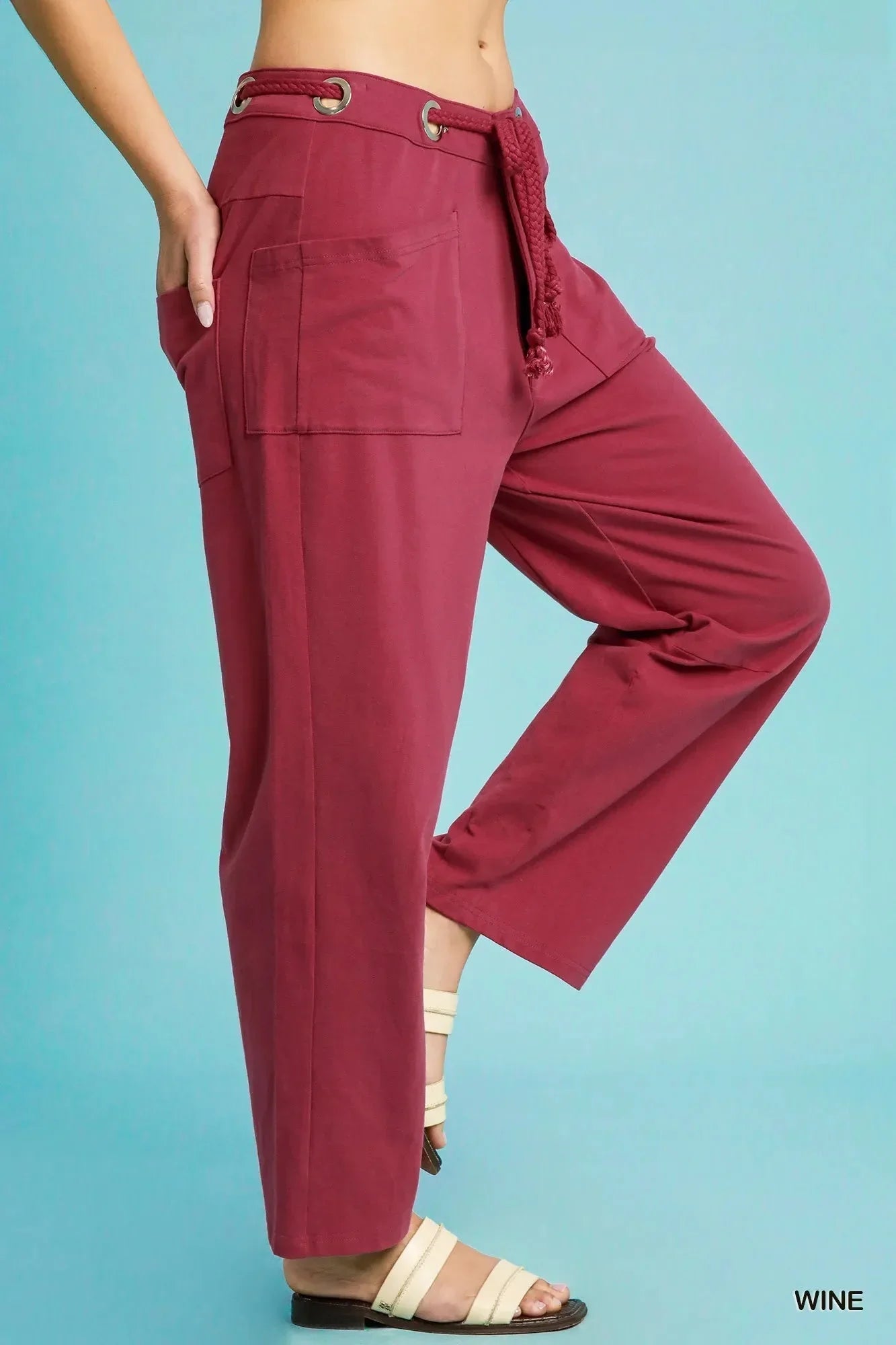 Umgee Drawstring Wide Leg Casual Pants - VILLA FASHION