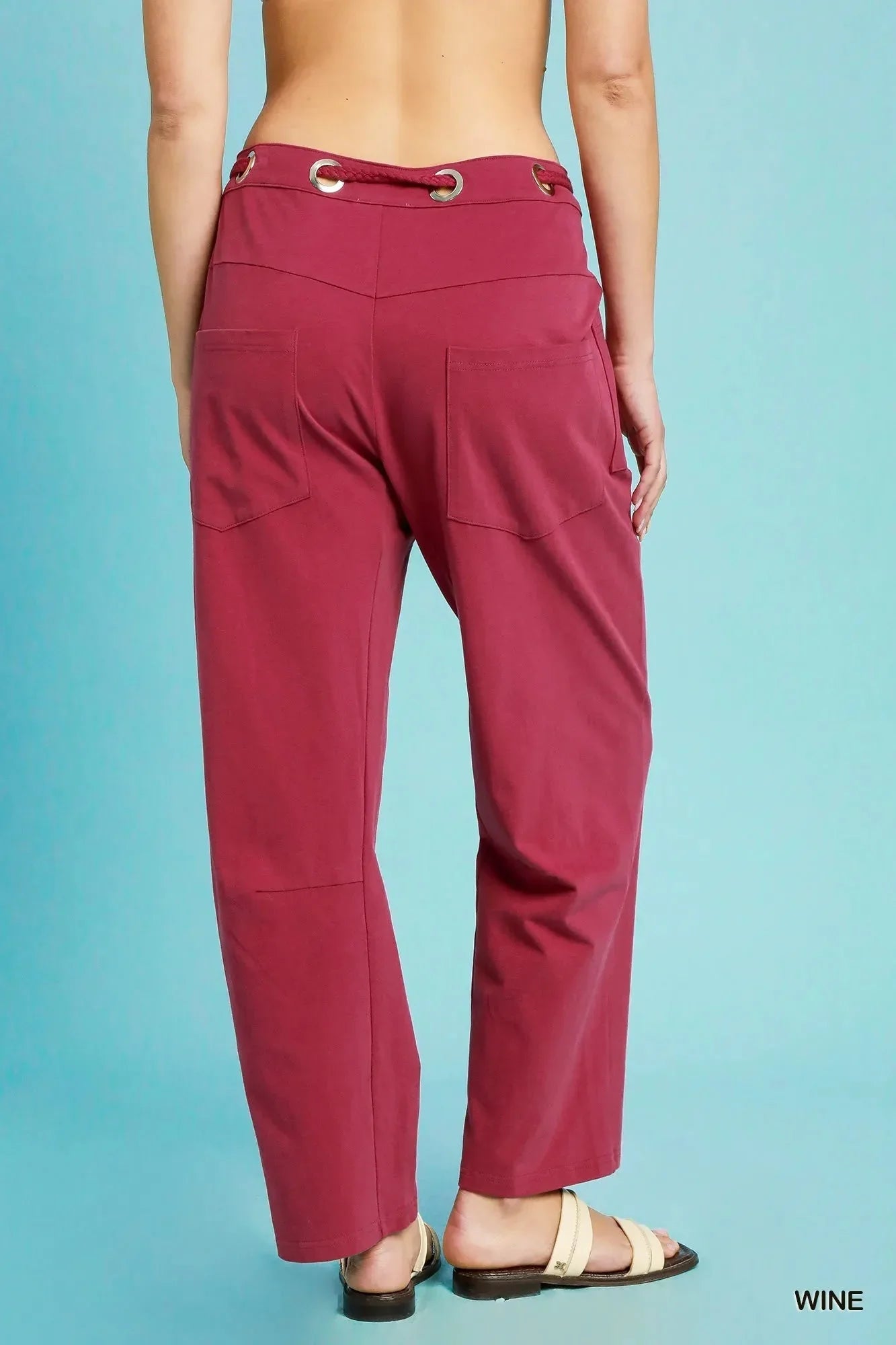 Umgee Drawstring Wide Leg Casual Pants - VILLA FASHION
