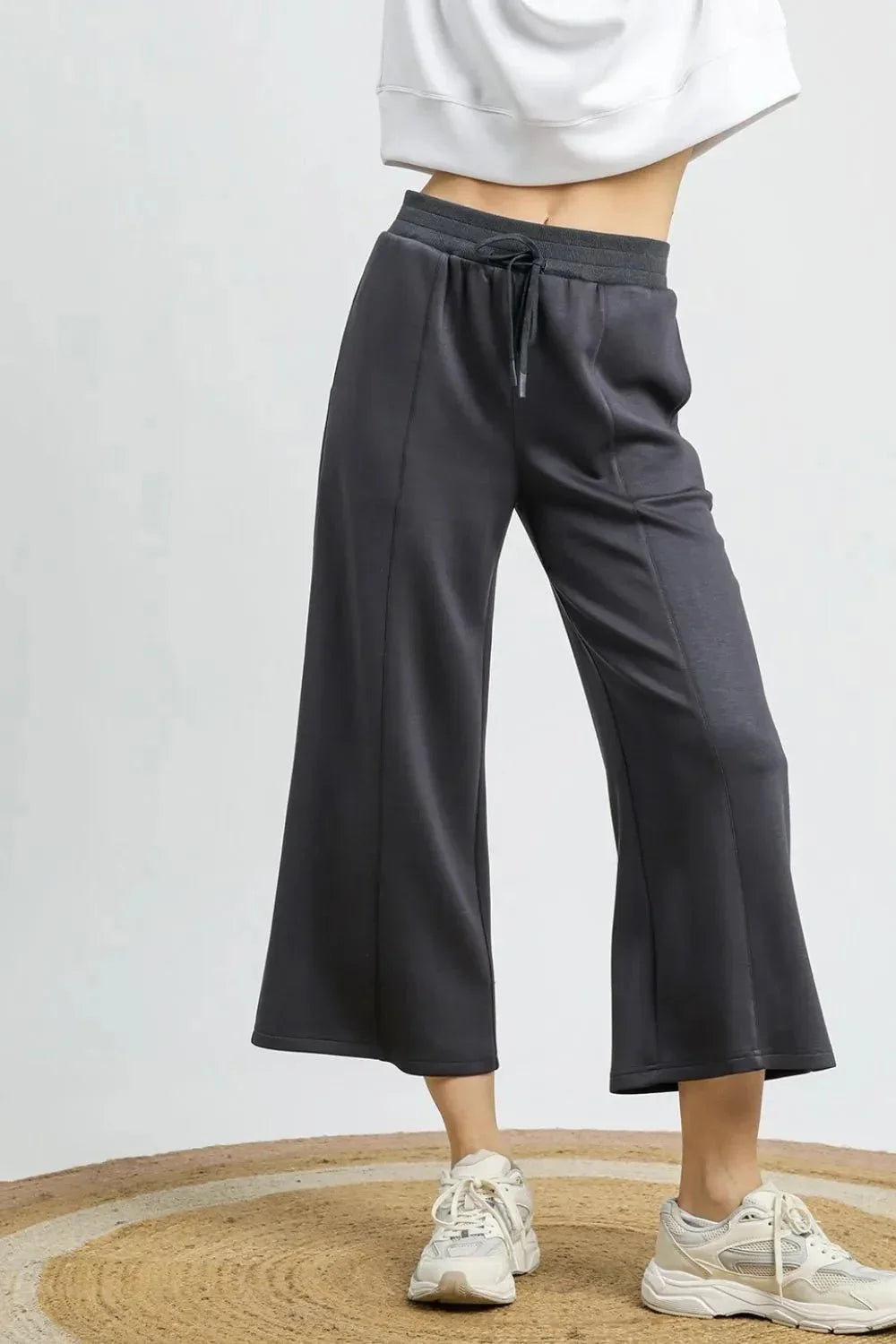 Umgee Drawstring Wide Leg Cropped Pants - VILLA FASHION