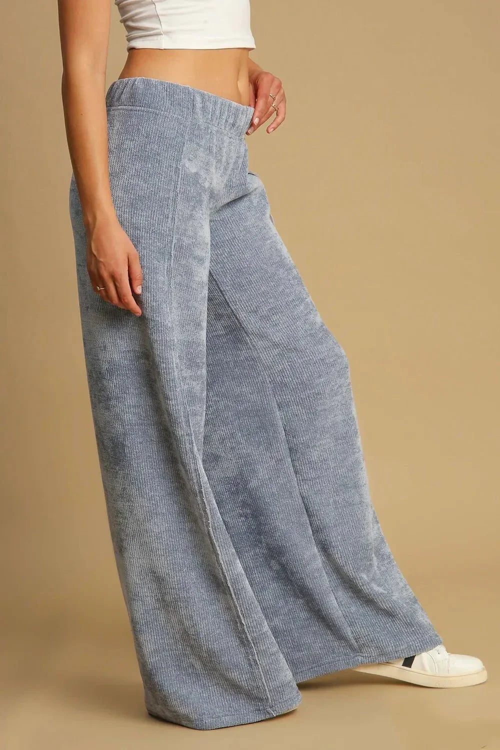 Umgee Elastic Waist Wide Leg Pants - VILLA FASHION