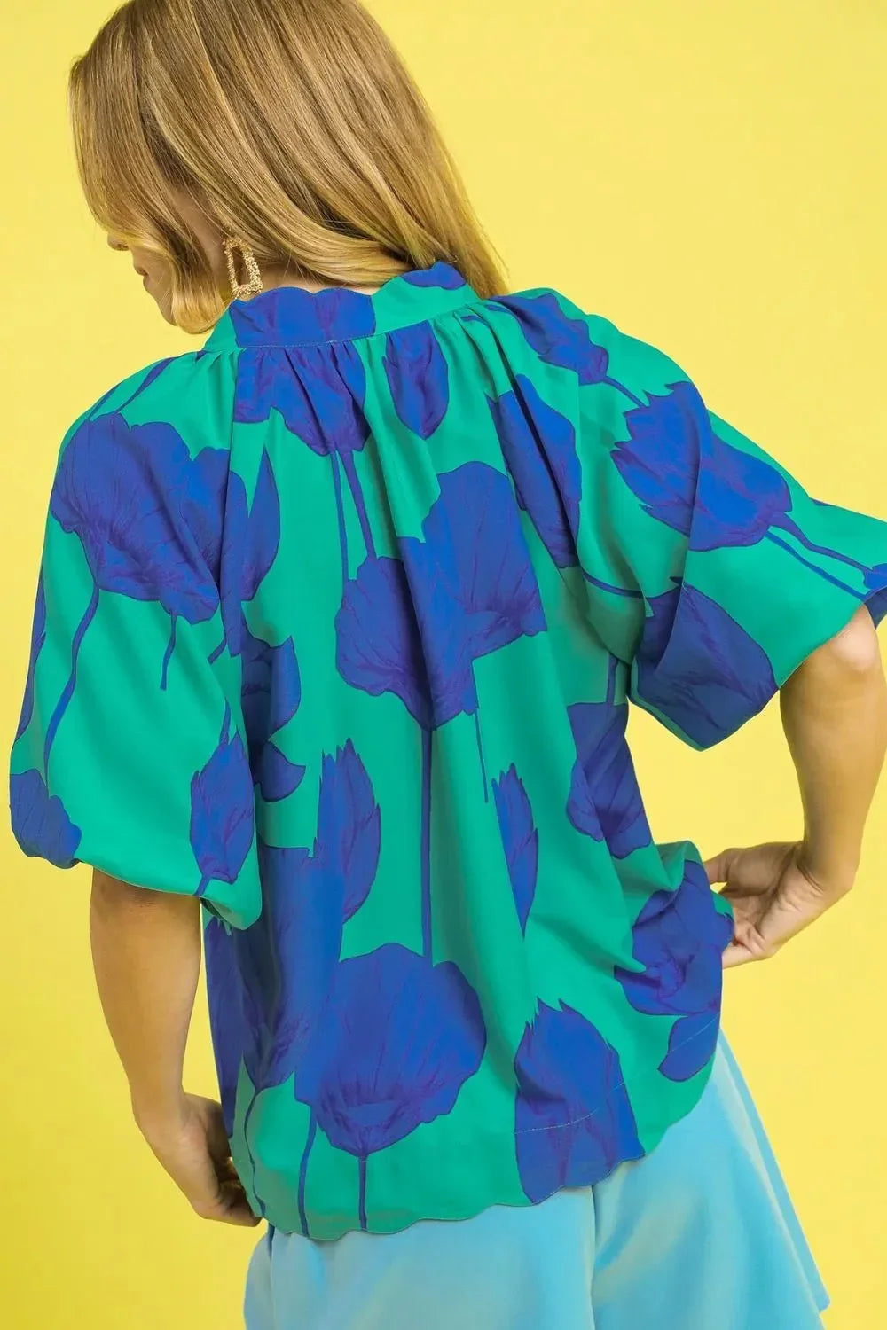 Umgee Floral Print Relaxed Fit Summer Blouse - VILLA FASHION