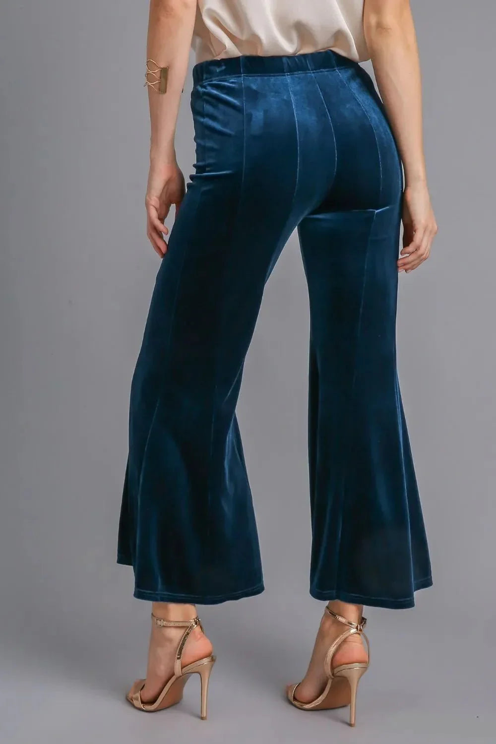 Umgee High Rise Elastic Waist Flare Pants - VILLA FASHION