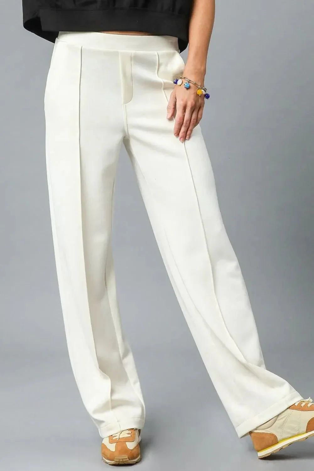Umgee High Waisted Wide Leg Pants - VILLA FASHION
