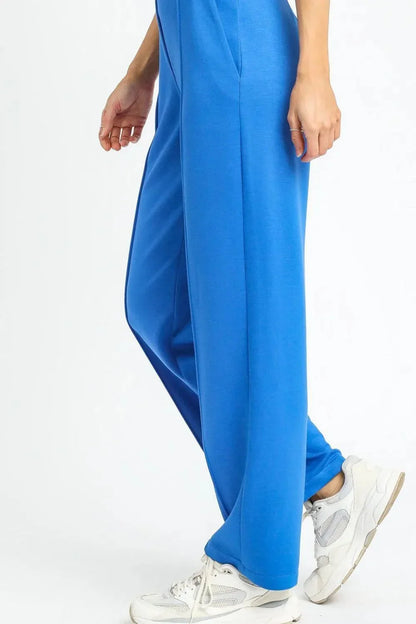 Umgee High Waisted Wide Leg Pants - VILLA FASHION