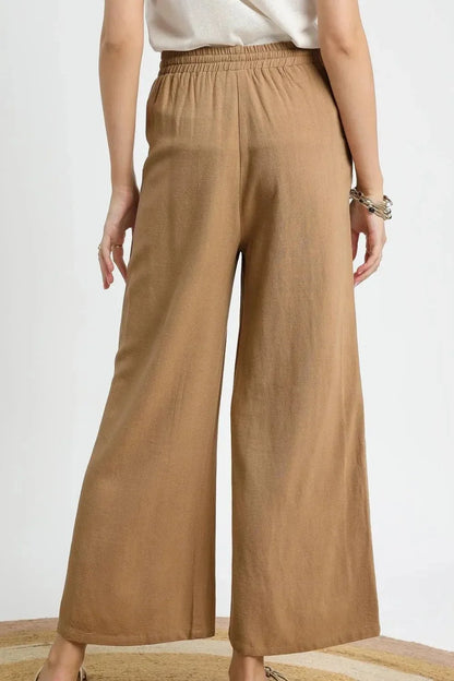 Umgee Wide Leg Drawstring Pants - VILLA FASHION