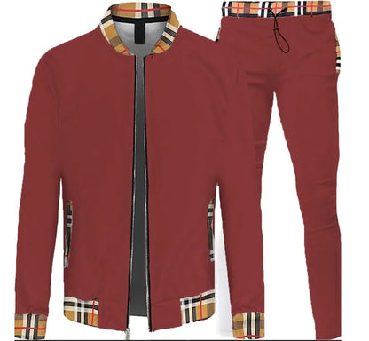 WEIV Full Size Checkered Plaid Waist Band Track Set Plus Size - VILLA FASHION