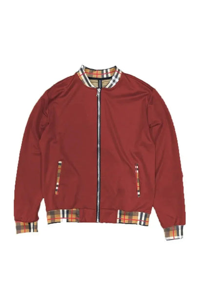 WEIV Full Size Checkered Plaid Waist Band Track Set Plus Size - VILLA FASHION