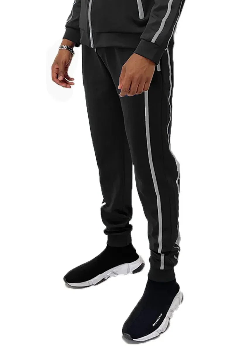 WEIV Men's Full Size Side Stripe Drawstring Active Joggers Plus Size - VILLA FASHION