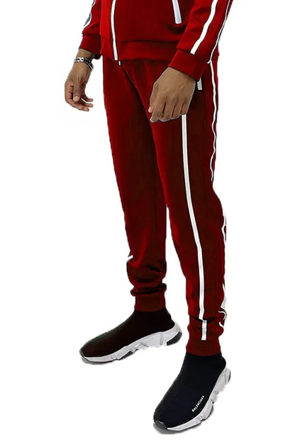 WEIV Men's Full Size Side Stripe Drawstring Active Joggers Plus Size - VILLA FASHION
