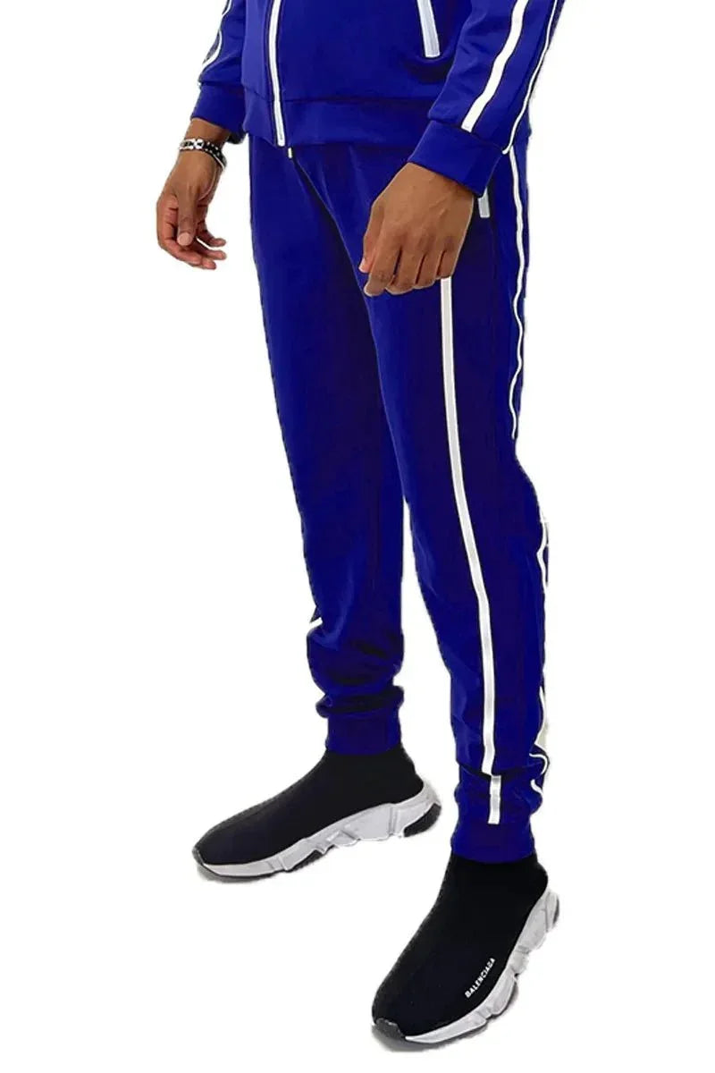 WEIV Men's Full Size Side Stripe Drawstring Active Joggers Plus Size - VILLA FASHION