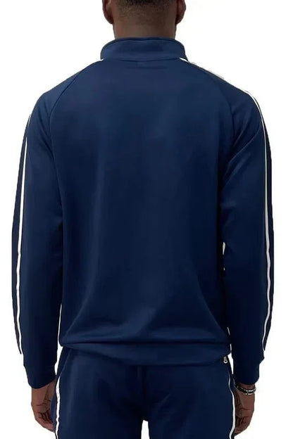 WEIV Men's Full Size Tape Stripe Track Jacket Plus Size - VILLA FASHION