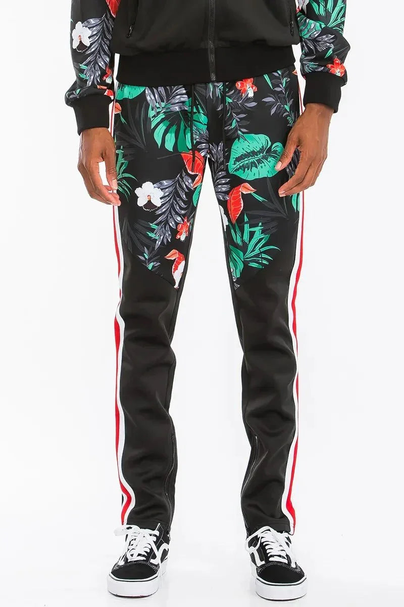 WEIV Men's Tropical Printed Jacket and Drawstring Pants Set - VILLA FASHION