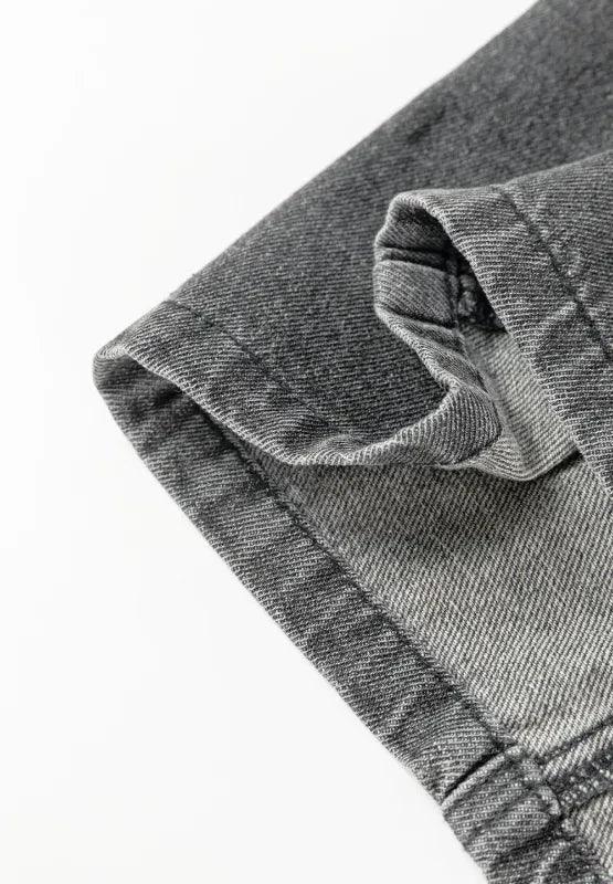 Wide Strap Button Down Denim Overall Dress - VILLA FASHION