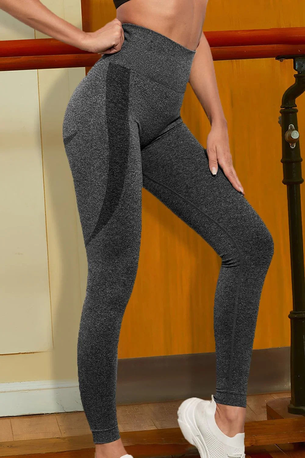 Wide Waistband Sports Leggings - VILLA FASHION