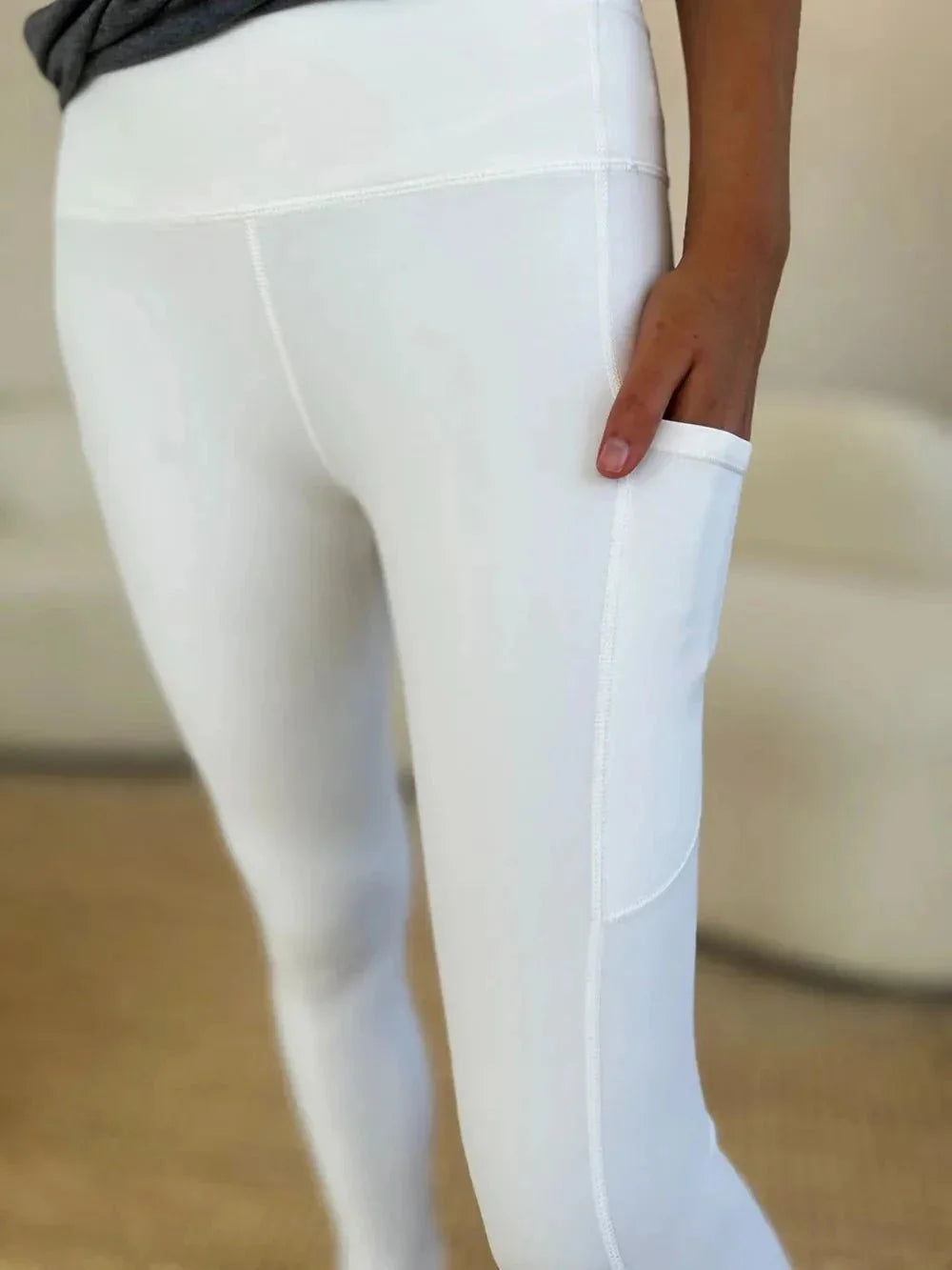 Wide Waistband Sports Leggings - VILLA FASHION