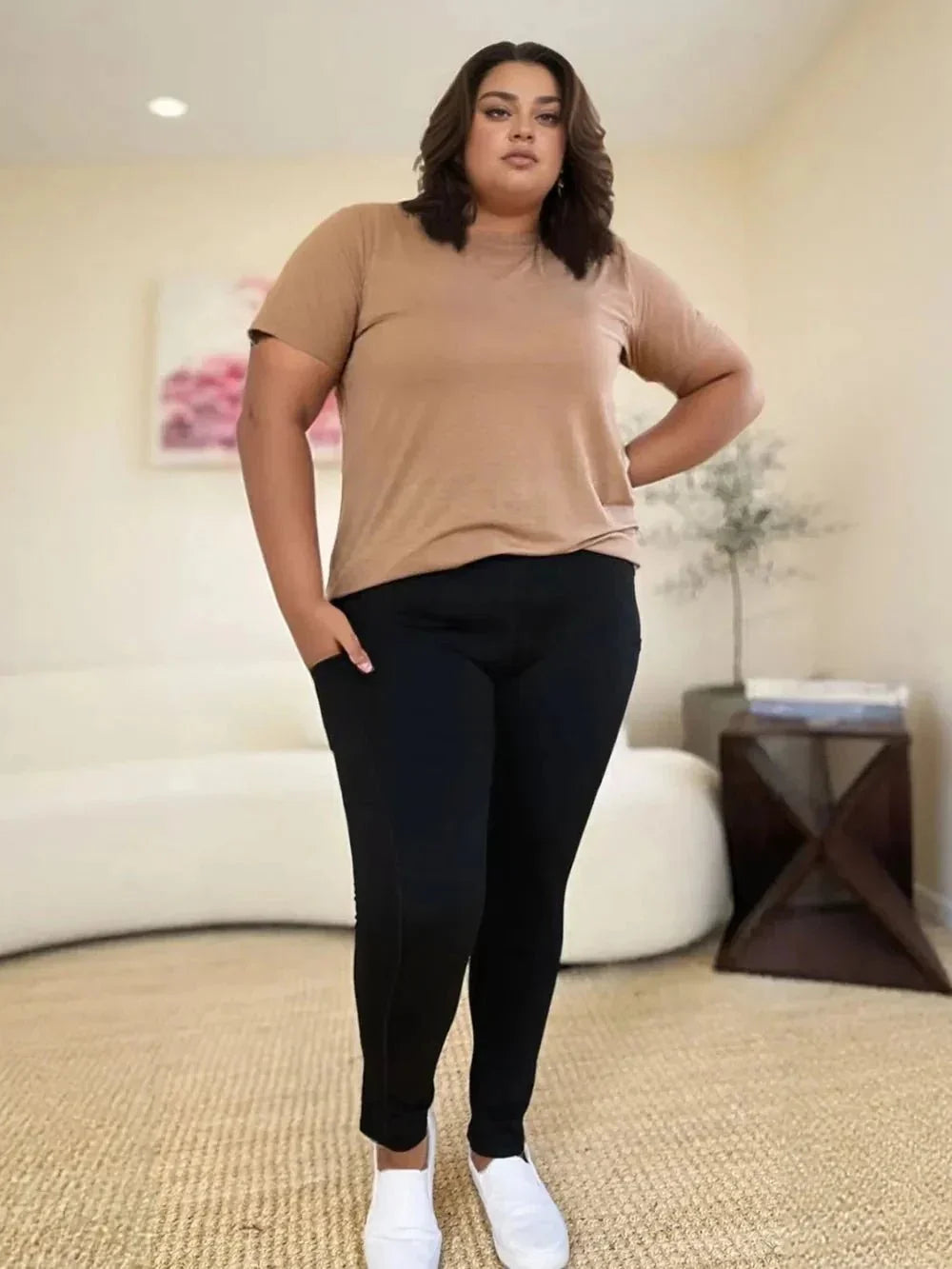 Wide Waistband Sports Leggings - VILLA FASHION