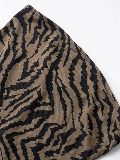 Zebra Print Maxi Dress with Side Slit - VILLA FASHION