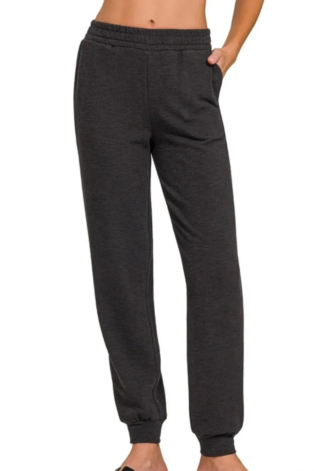 Zenana Cotton Slub Jogger Pants - VILLA FASHION