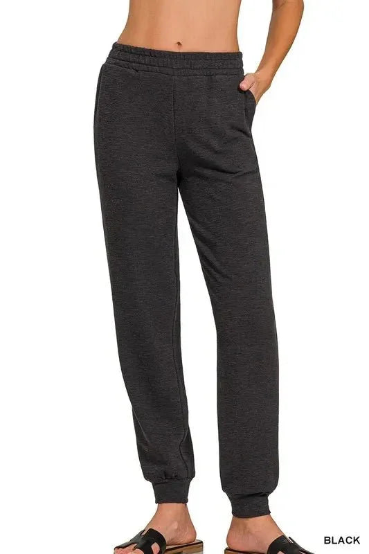 Zenana Cotton Slub Jogger Pants - VILLA FASHION